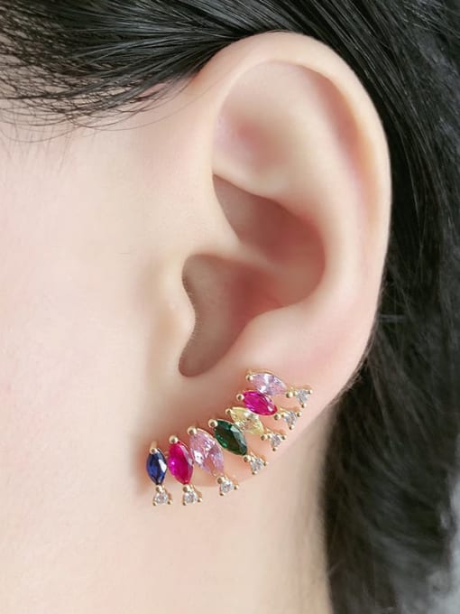 ROSS Copper Cubic Zirconia Multi Color Water Drop Luxury Stud Earring 1