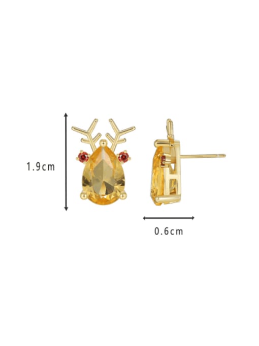 CHARME Brass Cubic Zirconia Deer Minimalist Stud Earring 2