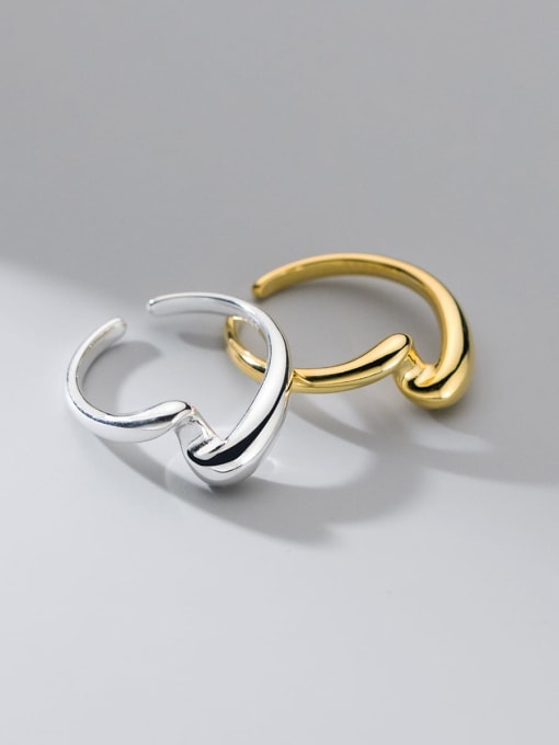 Rosh 925 Sterling Silver Smotth Irregular Minimalist Band Ring