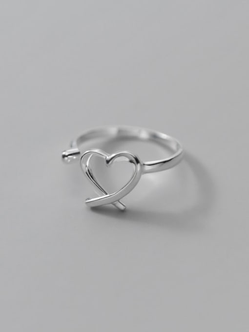 Rosh 925 Sterling Silver Hollow Line Heart Minimalist Band Ring 3