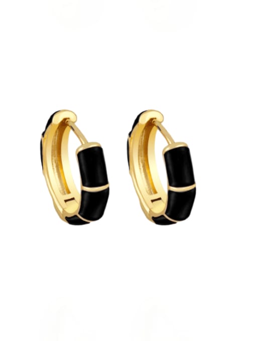 CC Brass Enamel Geometric Minimalist Huggie Earring 3
