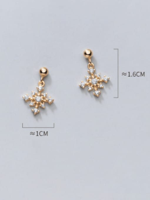 Rosh 925 Sterling Silver Cubic Zirconia Cross Dainty Snowflake Drop Earring 4