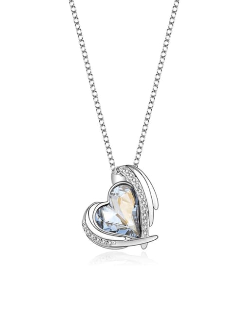 JYXZ 022 (Blue Phantom) 925 Sterling Silver Austrian Crystal Heart Classic Necklace