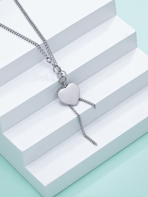 XP Titanium Steel Heart Dainty Lariat Necklace 1
