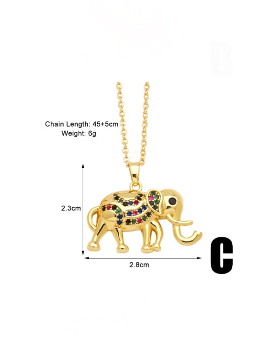 C Brass Cubic Zirconia Animal Hip Hop Necklace