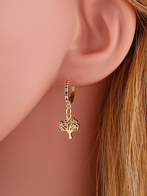 CC Brass Cubic Zirconia Cross Vintage Huggie Earring 1