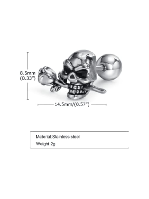 CONG Stainless steel Skull Hip Hop Single Earring 3