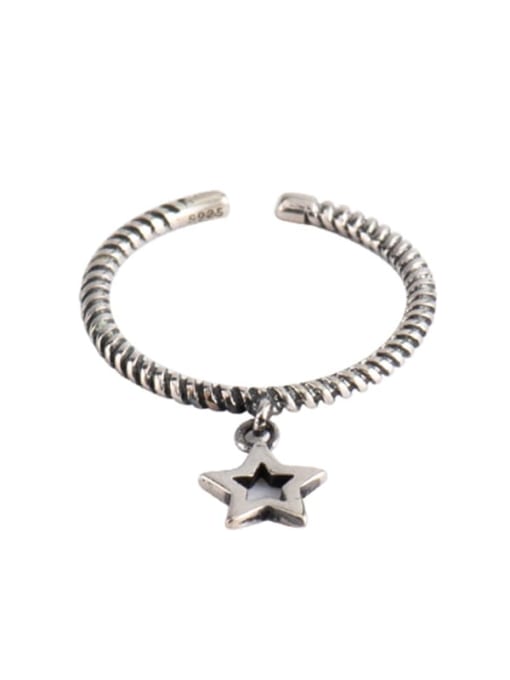 XBOX 925 Sterling Silver Hollow Star Vintage Band Ring 0
