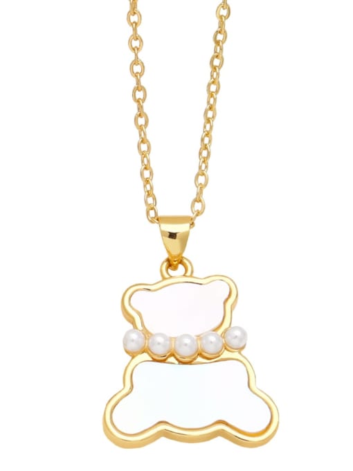 CC Brass Enamel Bear Minimalist Necklace 4