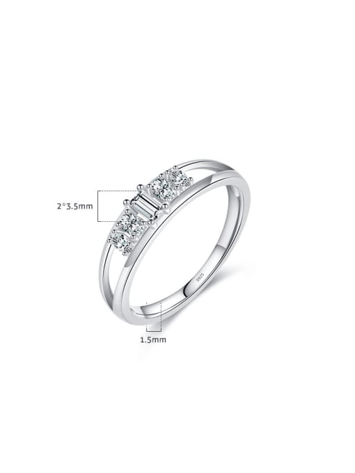 MODN 925 Sterling Silver Cubic Zirconia Dainty Double Layer Line Band Ring 2
