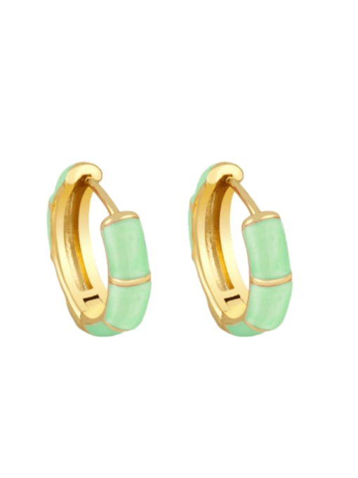 turquoise Brass Enamel Geometric Minimalist Huggie Earring