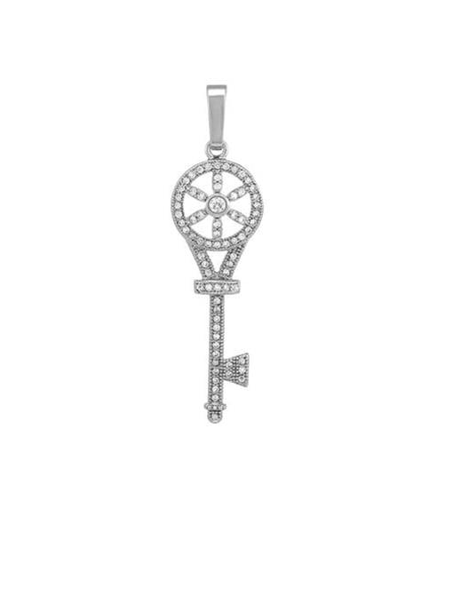 White gold (excluding chain) Alloy Cubic Zirconia Key Dainty Necklace