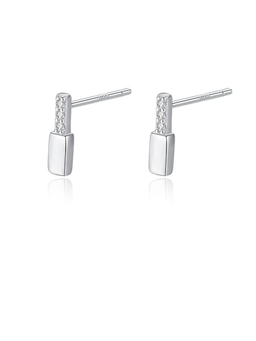 CCUI 925 Sterling Silver Rhinestone White Geometric Minimalist Stud Earring 0