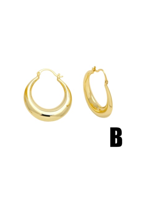 B Brass Geometric Minimalist Huggie Earring