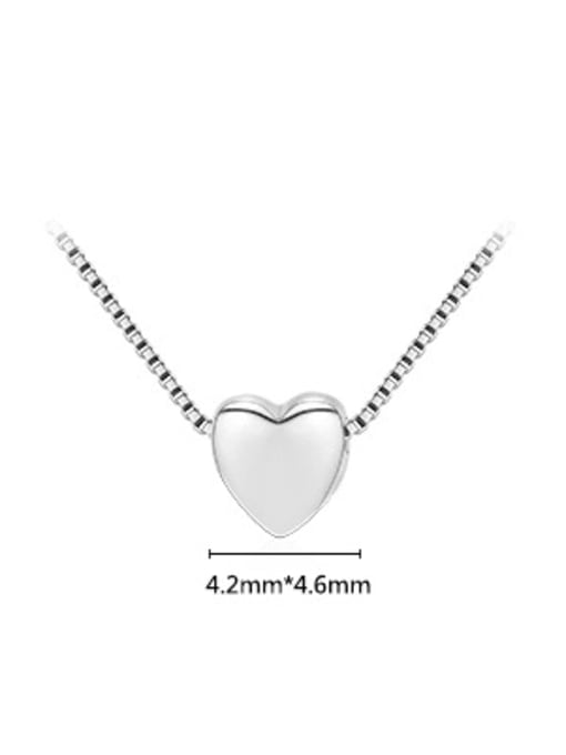MODN 925 Sterling Silver  Minimalist Smotth Heart Pendant Necklace 2