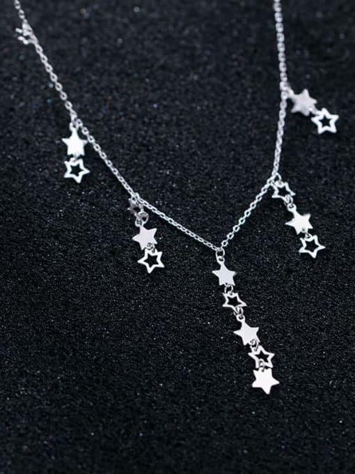 Rosh 925 Sterling Silver  Minimalist  Hollow Star Tassel  Necklace 0