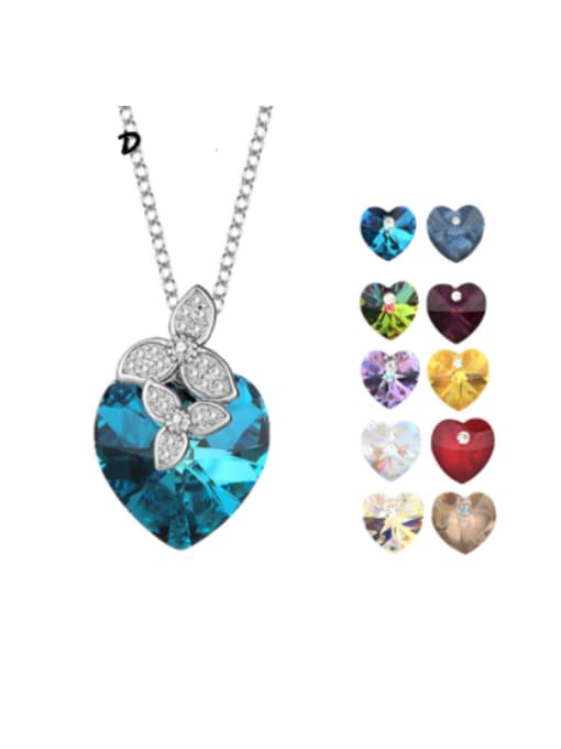 BC-Swarovski Elements 925 Sterling Silver Austrian Crystal Heart Dainty Necklace 0