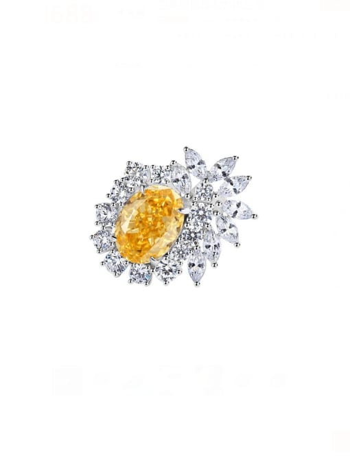 BC-Swarovski Elements 925 Sterling Silver High Carbon Diamond Flower Luxury Cocktail Ring 3