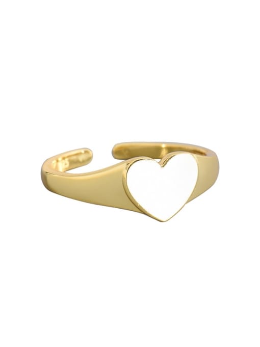 white 925 Sterling Silver Enamel Heart Minimalist Band Ring