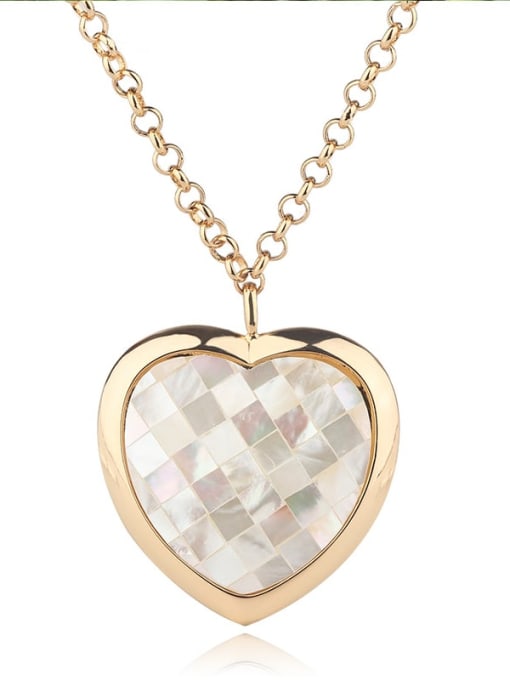 White shellfish Copper Shell Heart Dainty Pendant Necklace