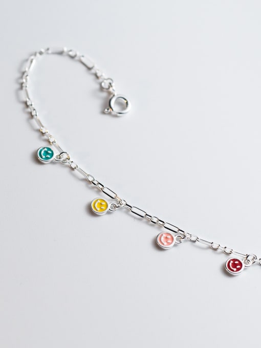 Rosh 925 Sterling Silver Enamel Smiley Cute Link Bracelet 2