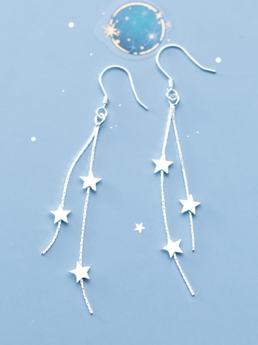 Rosh 925 Sterling Silver  Minimalist Star Tassel Hook Earrings 0