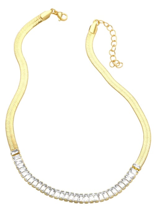 white Brass Cubic Zirconia Geometric Vintage Necklace