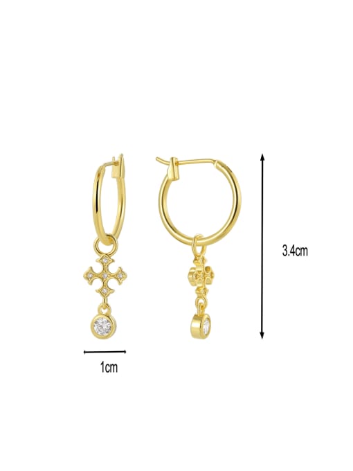 CHARME Brass Cubic Zirconia Cross Minimalist Huggie Earring 2