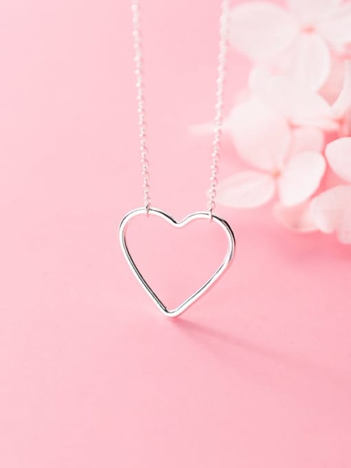 Rosh 925 Sterling Silver Simple Fashion Hollow Heart Pendant Necklace 3