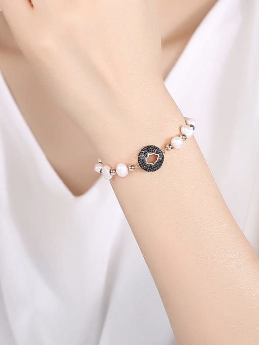 BLING SU Copper Freshwater Pearl Round Minimalist Adjustable Bracelet 1