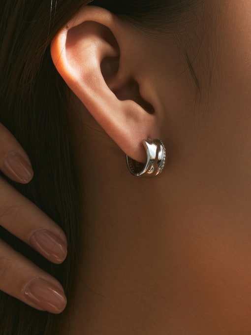 MODN 925 Sterling Silver Geometric Minimalist Huggie Earring 1