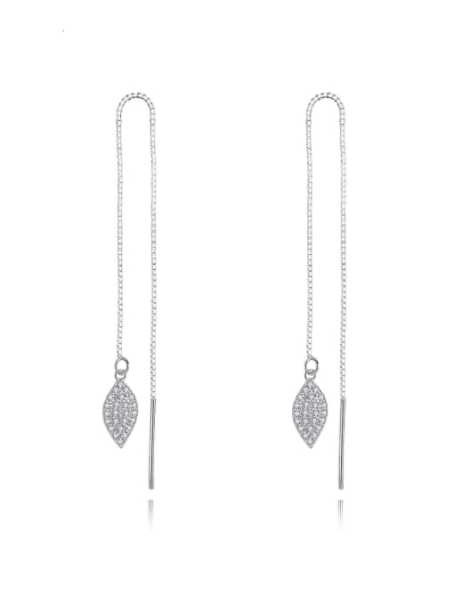 CCUI 925 Sterling Silver Cubic Zirconia Tassel Minimalist Threader Earring 0