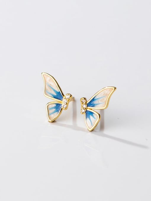 Rosh 925 Sterling Silver Enamel Butterfly Minimalist Stud Earring