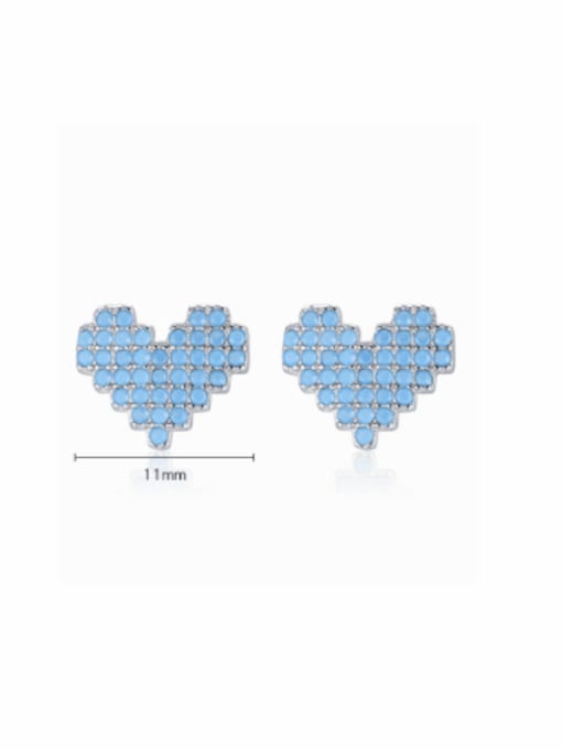MODN 925 Sterling Silver Turquoise Heart Trend Stud Earring 3