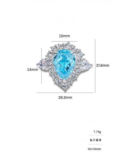 BC-Swarovski Elements 925 Sterling Silver High Carbon Diamond Water Drop Luxury Cocktail Ring 3