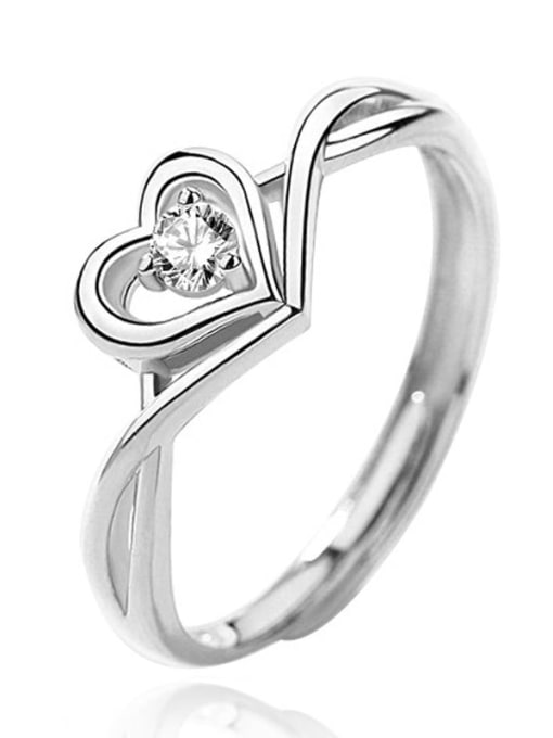 S925 sliver 925 Sterling Silver Cubic Zirconia Heart Minimalist Band Ring