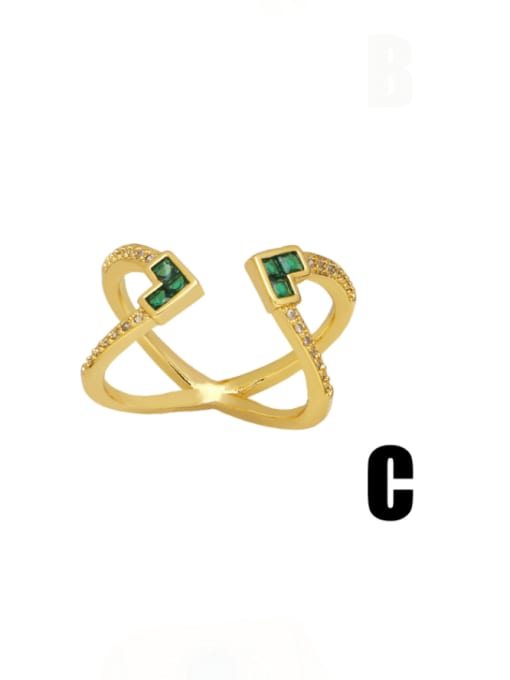 CC Brass Cubic Zirconia Geometric Vintage Band Ring 4