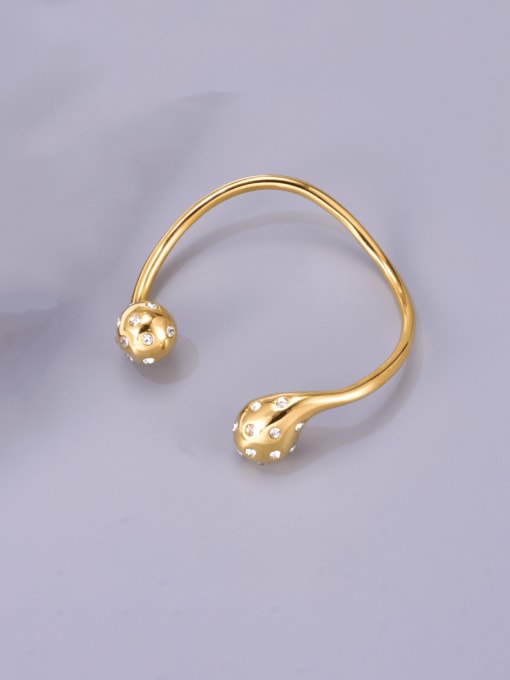 18K gold Titanium Steel Cubic Zirconia Water Drop Vintage Cuff Bangle