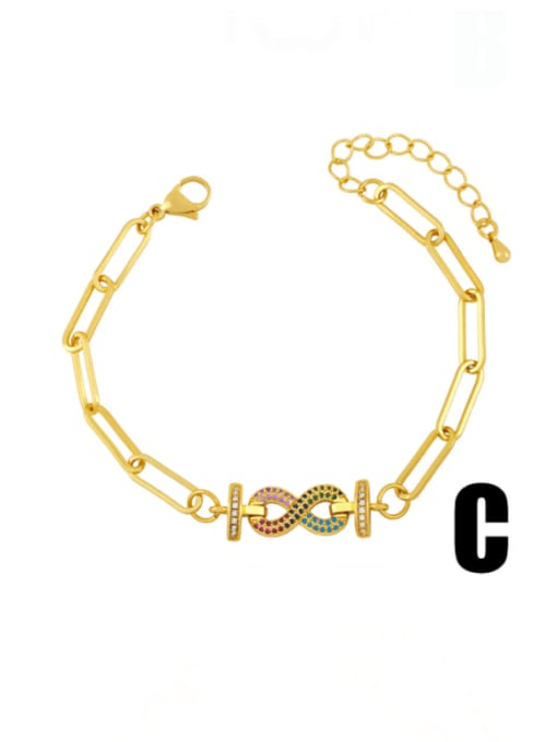 C Brass Cubic Zirconia Heart Vintage Hollow Chain  Bracelet