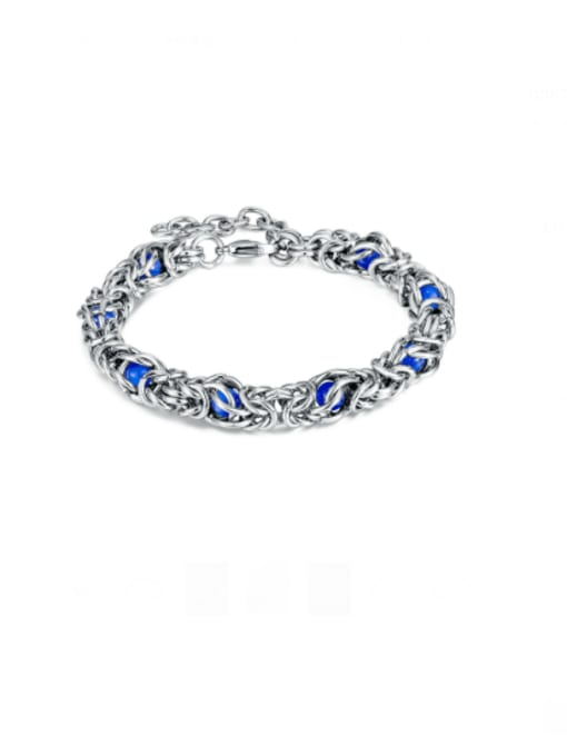 1332 Steel Bracelet Dark Blue Stainless steel Geometric Hip Hop Link Bracelet
