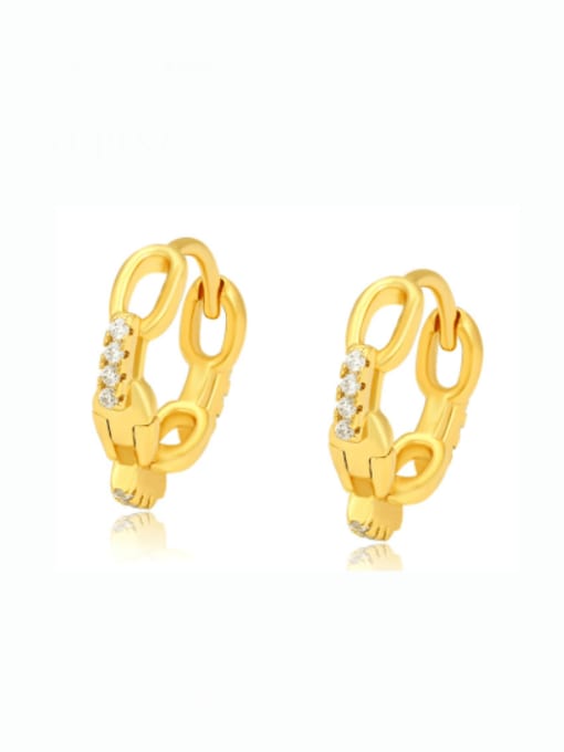 24K gold plating Alloy Cubic Zirconia Geometric Minimalist Huggie Earring