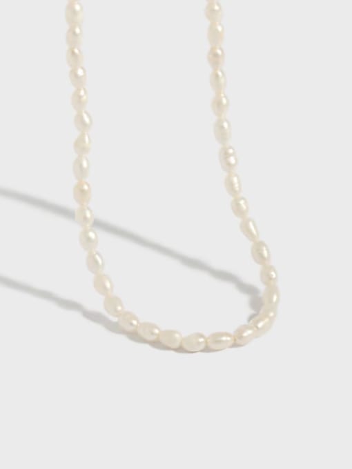 DAKA 925 Sterling Silver Freshwater Pearl White Irregular Minimalist Necklace 0