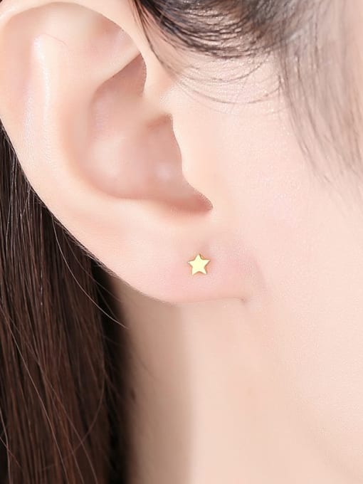 CCUI 925 Sterling Silver Pentagram Minimalist Stud Earring 1