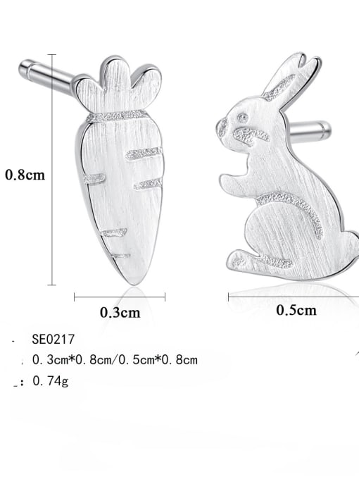 CCUI 925 Sterling Silver  Minimalist  Cartoon  cute bunny radish Stud Earring 4