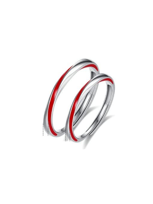 Dan 925 Sterling Silver Enamel Irregular Minimalist Couple Ring 0