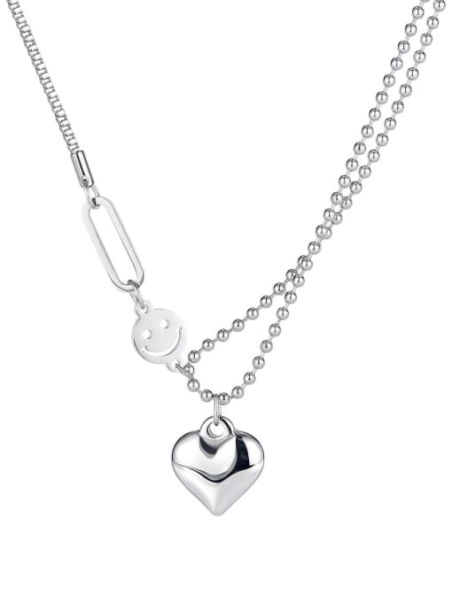1801 Necklace Titanium Steel Heart  Hip Hop Asymmetric chain  Necklace