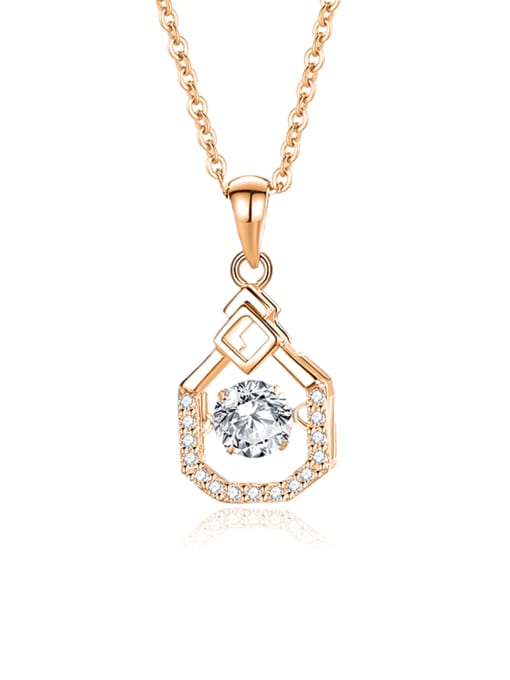 FDTD 018  Rose Gold+White  Zircon 925 Sterling Silver Moissanite Geometric Dainty Necklace