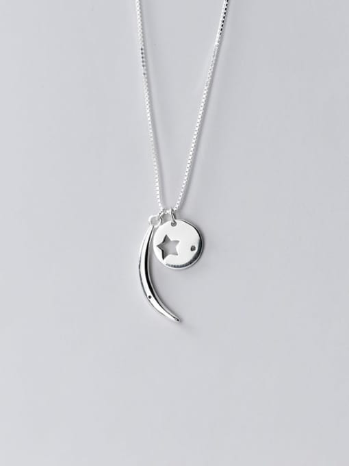 Rosh 925 Sterling Silver Star Moon  Minimalist Pendant Necklace 2