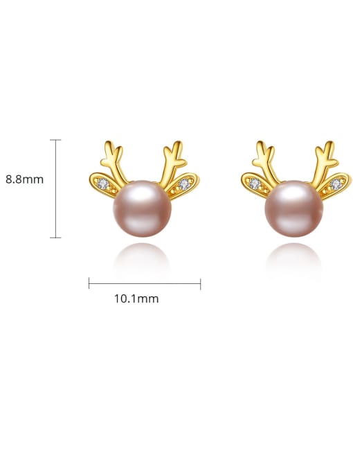 CCUI 925 Sterling Silver   Minimalist Antler Imitation Pearl Stud Earrings 4