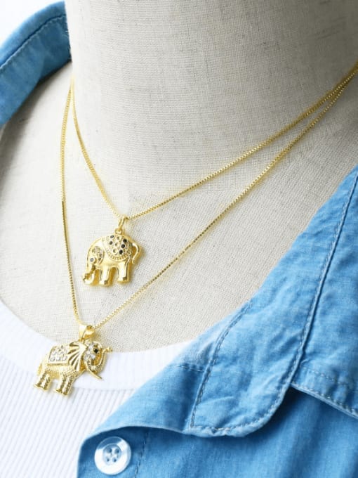 CC Brass Cubic Zirconia  Hip Hop Elephant Pendant Necklace 1
